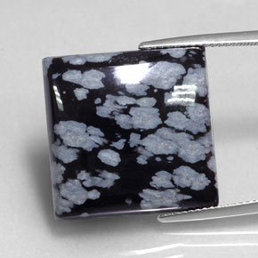 Ossidiana fiocco di neve naturale nero da 20,90 ct, quadrato, opaco