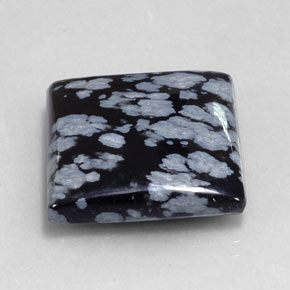Ossidiana fiocco di neve naturale nero da 20,90 ct, quadrato, opaco