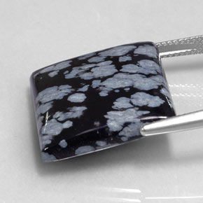 Ossidiana fiocco di neve naturale nero da 20,90 ct, quadrato, opaco