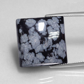 Ossidiana fiocco di neve naturale nero da 19,17 ct, quadrato, opaco