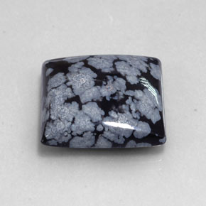 Ossidiana fiocco di neve naturale nero da 19,17 ct, quadrato, opaco