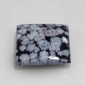 Ossidiana fiocco di neve naturale nero da 16,12 ct, quadrato, opaco