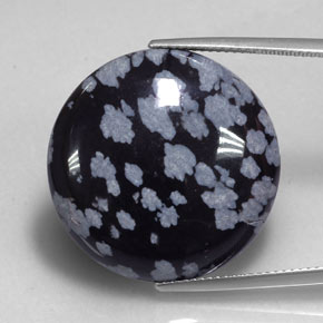 Ossidiana fiocco di neve naturale nero da 24,99 ct, taglio rotondo, opaco