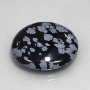 Ossidiana fiocco di neve naturale nero da 24,99 ct, taglio rotondo, opaco