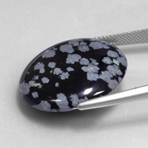 Ossidiana fiocco di neve naturale nero da 24,99 ct, taglio rotondo, opaco