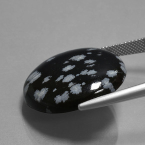 Ossidiana fiocco di neve nero e bianco naturale da 26,06 ct, taglio rotondo, opaco