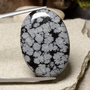 Ossidiana fiocco di neve Fiocco di neve naturale da 21.09 ct, Taglio ovale, Opaco