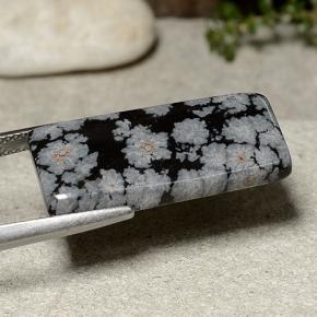 Ossidiana fiocco di neve Fiocco di neve naturale da 14.09 ct, Taglio a baguette, Opaco