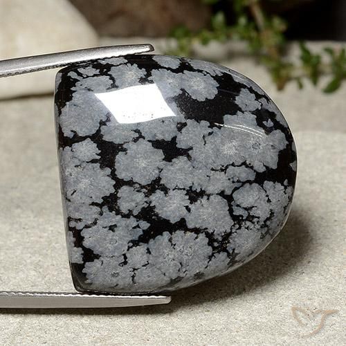 Ossidiana fiocco di neve Nero grigio-bianco naturale da 37.14 ct, Taglio a fantasia, Opaco