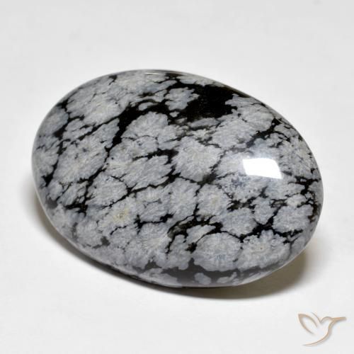 Ossidiana fiocco di neve Nero grigio-bianco naturale da 30.96 ct, Ovale, Opaco