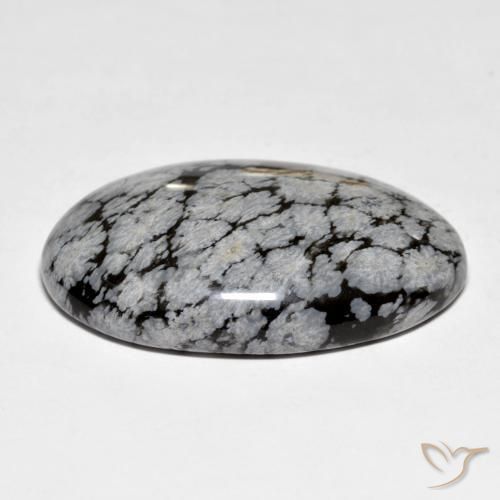 Ossidiana fiocco di neve Nero grigio-bianco naturale da 30.96 ct, Ovale, Opaco
