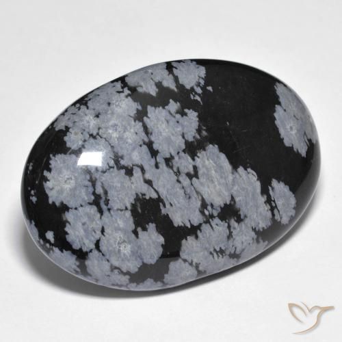 Ossidiana fiocco di neve Nero grigio-bianco naturale da 39.01 ct, Ovale, Opaco