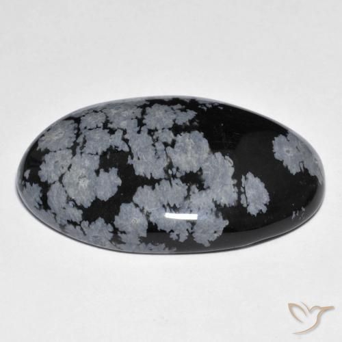 Ossidiana fiocco di neve Nero grigio-bianco naturale da 39.01 ct, Ovale, Opaco