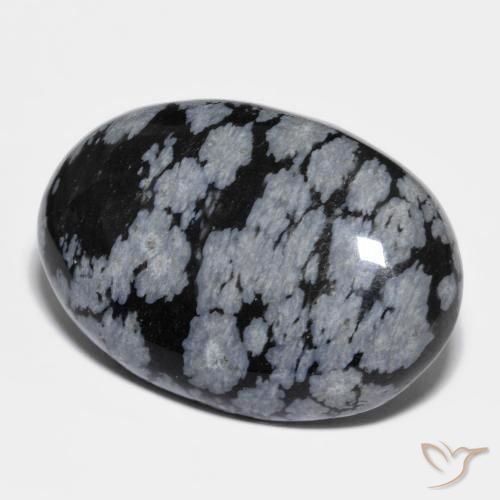 Ossidiana fiocco di neve Nero grigio-bianco naturale da 32.04 ct, Ovale, Opaco