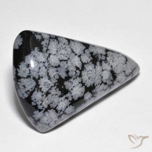 28.63ct Naturale Nero grigio-bianco Ossidiana fiocco di neve, Forma a pera, Opaco