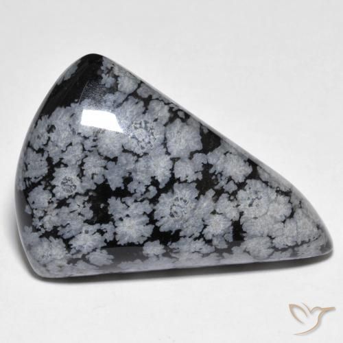 Ossidiana fiocco di neve Nero grigio-bianco naturale da 28.63 ct, Forma a pera, Opaco