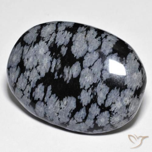 Ossidiana fiocco di neve Nero grigio-bianco naturale da 45.67 ct, Ovale, Opaco