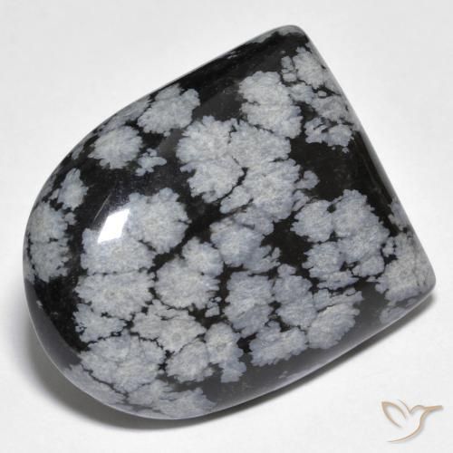 Ossidiana fiocco di neve Nero grigio-bianco naturale da 29.59 ct, Taglio a fantasia, Opaco