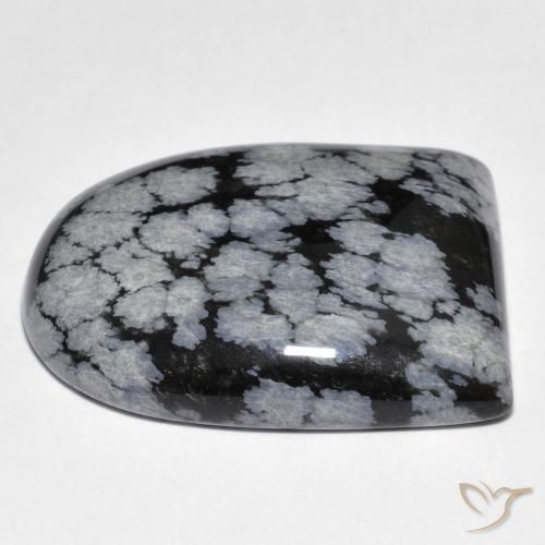 Ossidiana fiocco di neve Nero grigio-bianco naturale da 29.59 ct, Taglio a fantasia, Opaco