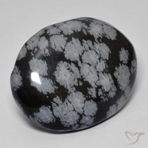 Ossidiana fiocco di neve Nero grigio-bianco naturale da 44.26 ct, Ovale, Opaco