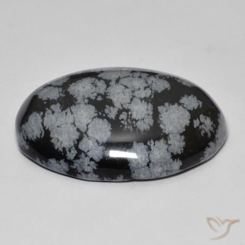 Ossidiana fiocco di neve Nero grigio-bianco naturale da 44.26 ct, Ovale, Opaco