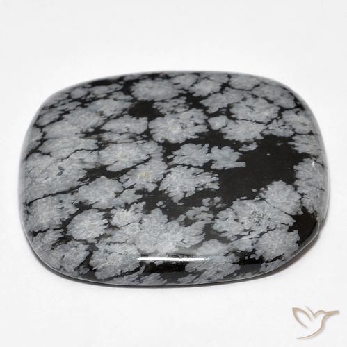 Ossidiana fiocco di neve Nero grigio-bianco naturale da 30.19 ct, Cuscino, Opaco