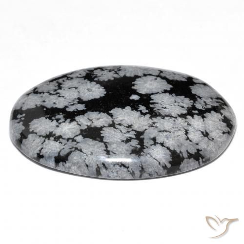 Ossidiana fiocco di neve naturale nero da 24,72 ct, taglio ovale, opaco