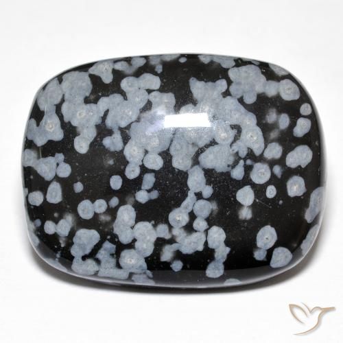Ossidiana fiocco di neve Nero grigio-bianco naturale da 25.43 ct, Cuscino, Opaco
