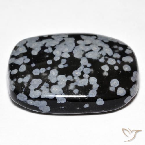 Ossidiana fiocco di neve Nero grigio-bianco naturale da 25.43 ct, Cuscino, Opaco