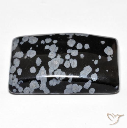 Ossidiana fiocco di neve Nero grigio-bianco naturale da 28.40 ct, Taglio a baguette, Opaco