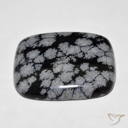 Ossidiana fiocco di neve Nero grigio-bianco naturale da 27.93 ct, Cuscino, Opaco