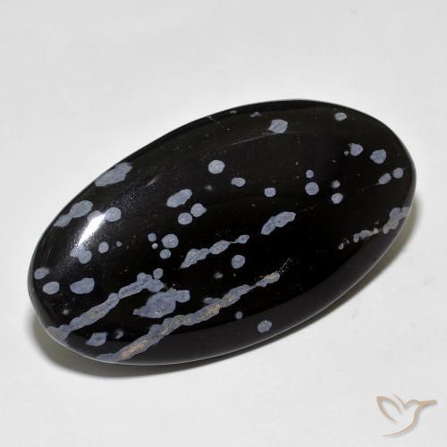 Ossidiana fiocco di neve Nero grigio-bianco naturale da 27.61 ct, Ovale, Opaco