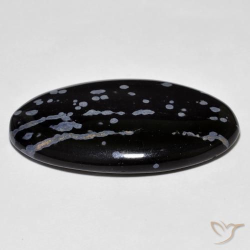 Ossidiana fiocco di neve Nero grigio-bianco naturale da 27.61 ct, Ovale, Opaco