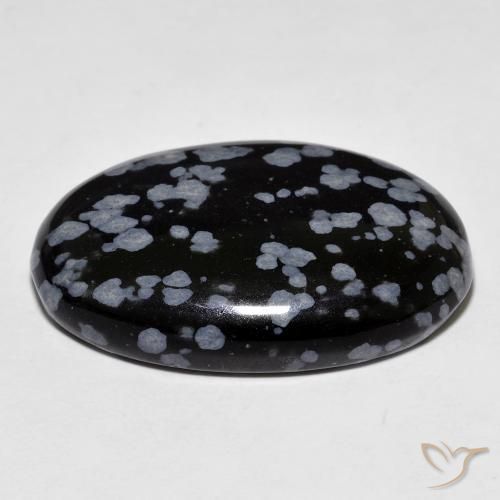 Ossidiana fiocco di neve Nero grigio-bianco naturale da 30.67 ct, Ovale, Opaco