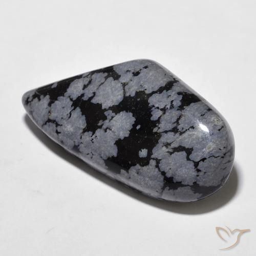 Ossidiana fiocco di neve Nero grigio-bianco naturale da 20.43 ct, Taglio a fantasia, Opaco