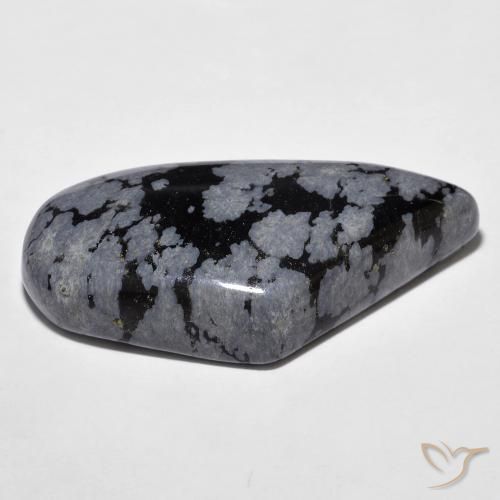 Ossidiana fiocco di neve Nero grigio-bianco naturale da 20.43 ct, Taglio a fantasia, Opaco