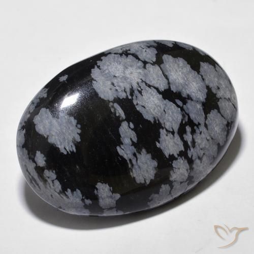 Ossidiana fiocco di neve Nero grigio-bianco naturale da 28.85 ct, Ovale, Opaco