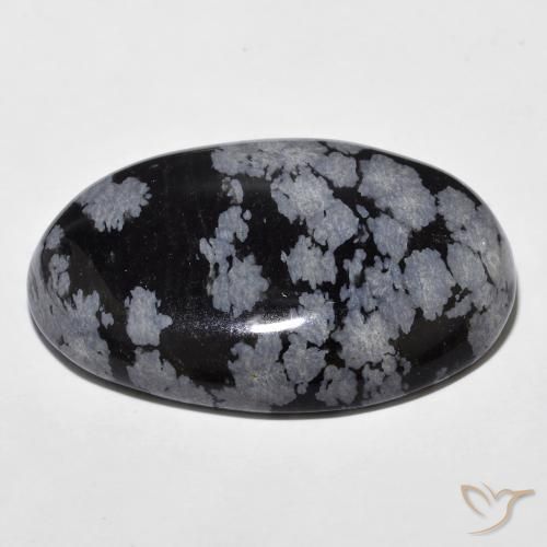 Ossidiana fiocco di neve Nero grigio-bianco naturale da 28.85 ct, Ovale, Opaco