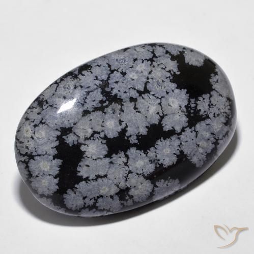 Ossidiana fiocco di neve Nero grigio-bianco naturale da 26.31 ct, Ovale, Opaco