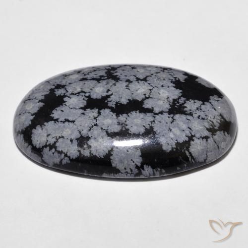 Ossidiana fiocco di neve Nero grigio-bianco naturale da 26.31 ct, Ovale, Opaco
