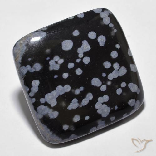 Ossidiana fiocco di neve Nero grigio-bianco naturale da 28.25 ct, Cuscino, Opaco