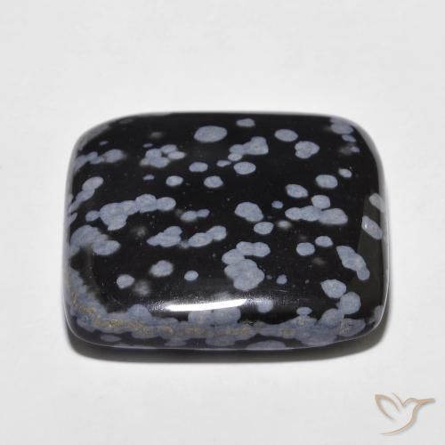 Ossidiana fiocco di neve Nero grigio-bianco naturale da 28.25 ct, Cuscino, Opaco