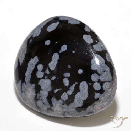 Ossidiana fiocco di neve Nero grigio-bianco naturale da 24.61 ct, Forma a pera, Opaco