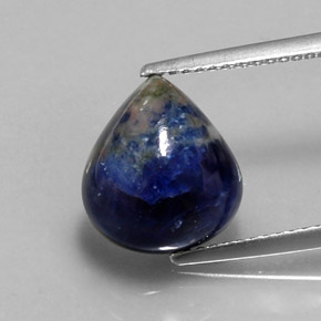 Sodalite blu viola naturale da 4,22 ct, taglio a pera, opaco
