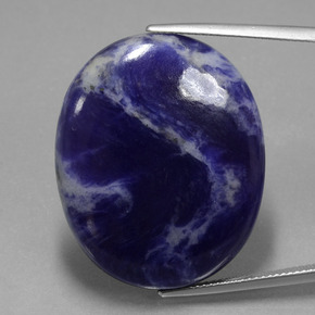 Sodalite naturale blu da 37,31 ct, taglio ovale, opaco