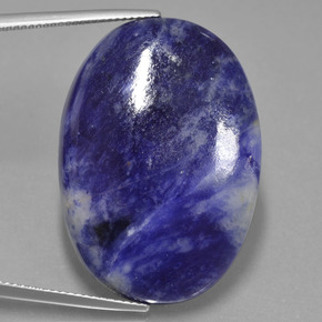 Sodalite blu viola naturale da 38,14 ct, taglio ovale, opaco