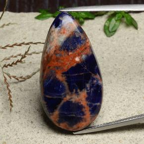 Sodalite naturale blu da 21,22 ct, taglio a pera, opaco
