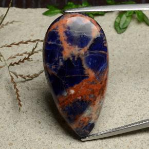 Sodalite naturale blu da 21,22 ct, taglio a pera, opaco