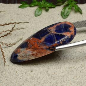 Sodalite naturale blu da 21,22 ct, taglio a pera, opaco