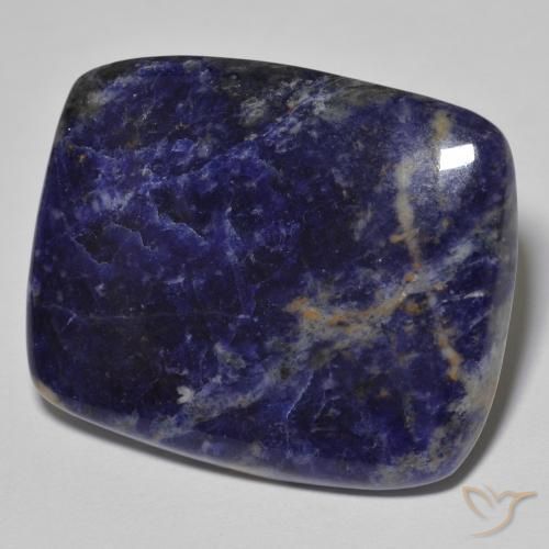 30.73ct Naturale Blu scuro Sodalite, Cuscino, Opaco, Photo A